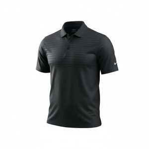 Nike Golf Polo Shirt Mens L Black Dri-FIT Stripe Performance Short Sleeve